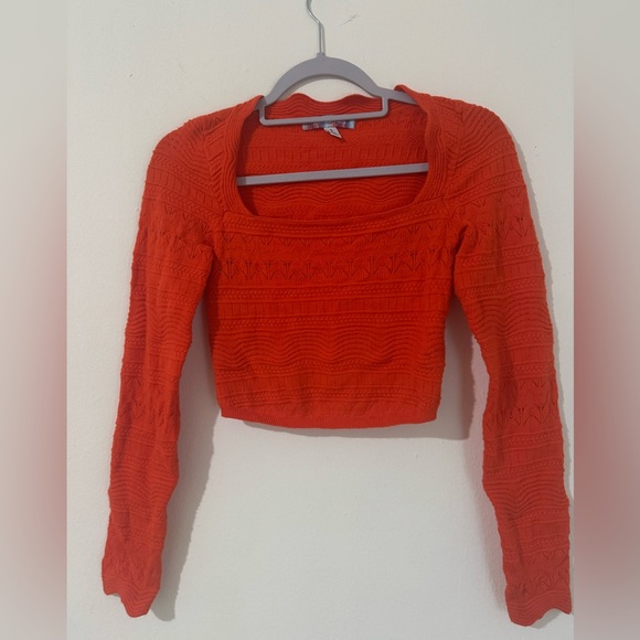 Urban Outfitters Women's Orange Crop Top with sleeves - Picture 4 of 4